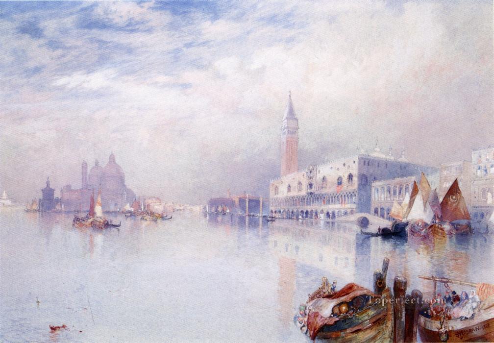 Venetian Scene seascape boat Thomas Moran Venice Oil Paintings